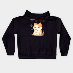 Milk Tea Kitty - Sharing a Purrfectly Sweet Treat Kids Hoodie